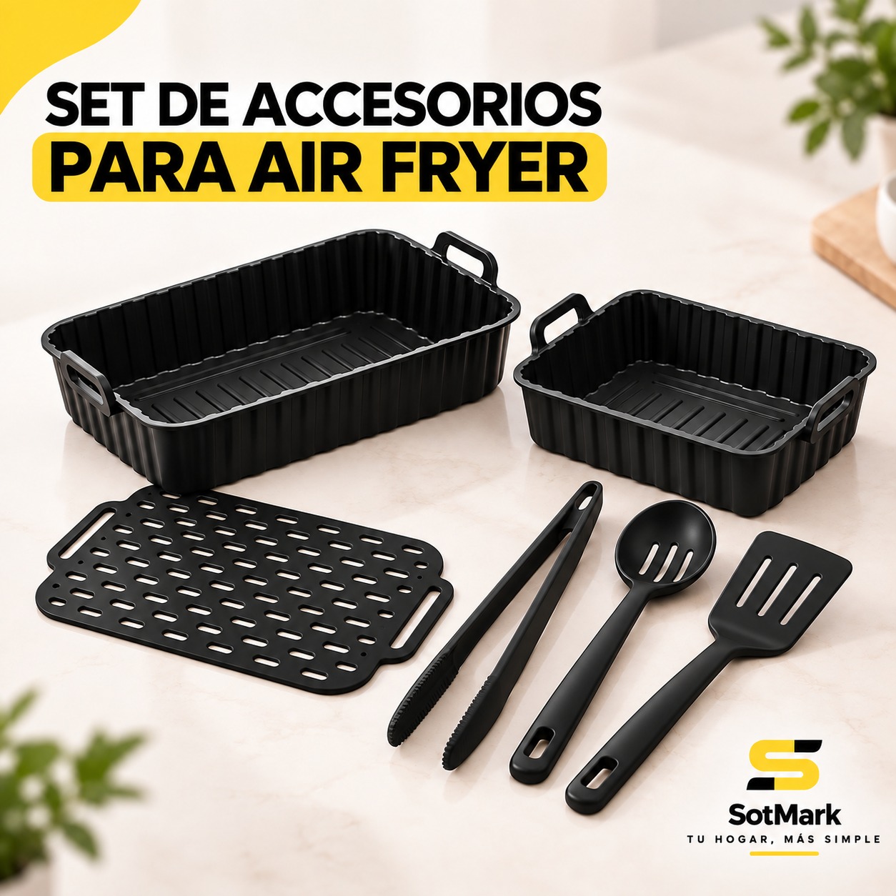 Set de 6 piezas de silicona para air fryer